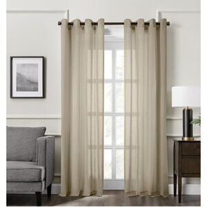 Fieldcrest  Mirron Sheer Stripe Texture Grommet Curtain Panel 50 x84in Taupe